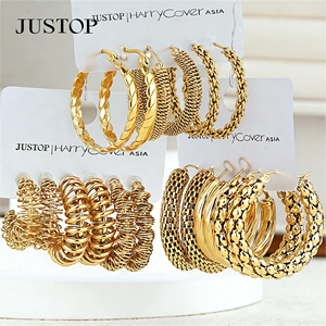 Aros de moda OEM/OEM, impermeables, de acero inoxidable, chapados en oro, hipoalergénicos, proveedor de joyería de moda, pendientes al por mayor - Product Image 3