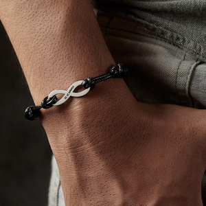Adjustable Stainless Steel Braided Cord <strong>Bracelet</strong> for Men Infinity Fashion Charm <strong>Bracelet</strong> <strong>Morse</strong> <strong>Code</strong> Jewelry - Product Image 2