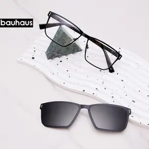 X200 Bauhaus Ready Latest Design Fashion Men Metal Eyeglass Magnetic Clip on Sunglasses