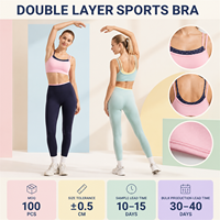 Soutien-gorge de sport personnalisé certifié GRS, recyclé, double couche, à pois, 86 % nylon, 14 % élasthanne, extensible dans 4 directions, séchage rapide, pour gym et yoga