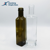 Vente en gros de bouteilles en verre vides carrées brunes/vertes Marasca pour huile d'olive de cuisine, avec bouchon à vis, 100 ml, 250 ml, 500 ml, 750 ml, 1 l
