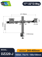 Bras double pour moniteur KALOC Premium pour le trading Forex, rotation à 360 degrés, 17-32 pouces, VESA 100x100