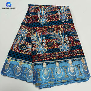 Sinya all'ingrosso ricamo Guipure cordino con stampa a cera Ankara tessuti africani 6 yarde/pz - Product Image 6