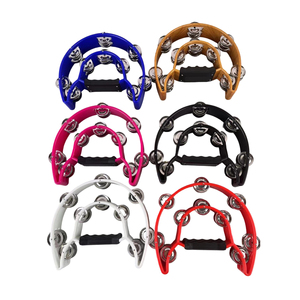 Venta caliente Instrumentos de percusión de metal educativos <span class=keywords><strong>Tambor</strong></span> de pandereta para juguete infantil Pandereta de color rojo - Product Image 1