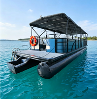 Neuer Luxus-Aluminium-Ponton-Passagier-Wasserbus mit 26-30 Sitzen, Außenbordmotor-Kreuzfahrtboot für den öffentlichen Nahverkehr
