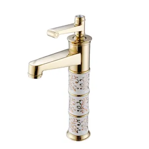 FLG Gold druck Einhand plattiert Antik Wasserhahn Waschbecken Wasserhahn Badezimmer