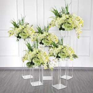 Acrylic Wedding Candle Holders Decor 20/40/60/80cm Clear Flower Vase Rack Stand Floral Wedding Decoration Wedding Ideas