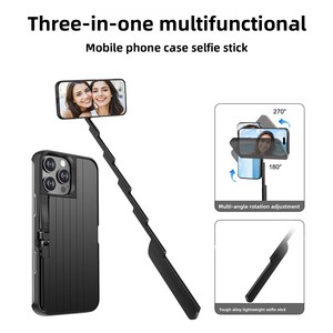 Étui de téléphone <span class=keywords><strong>portable</strong></span> avec perche à selfie en alliage d'aluminium, design <span class=keywords><strong>portable</strong></span> avec lumière d'appoint et anti-tremblement pour iPhone 17, 16, 15 - Product Image 5