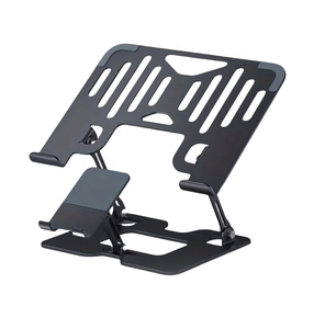 Supporto per Laptop 2 IN 1 con Porta Cellulare in Acciaio al Carbonio Pieghevole Regolabile in Altezza e Angolazione - Product Image 2