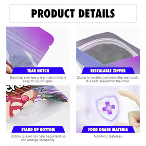 <span class=keywords><strong>Bolsas</strong></span> de Mylar al Vacío Personalizadas con Impresión, Nuevas, de Plástico, de 3.5g, 7g, 14g, 28g, con Cierre Hermético, a Prueba de Olores, para Envasado de Alimentos - Product Image 2