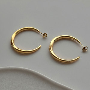 Wholesale Bulk 316L Stainless Steel 14k 18k Gold Plated <b>Fine</b> Jewelry Fashion Hoop Exaggerated Light Big Large <b>Earrings</b> for Women - Product Image 5