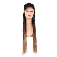 Baseball Perruque Longue Ombre Tresses Cap Perruque Chapeau avec Synthétique Petite Boîte Tressage Extensions de Cheveux Femmes