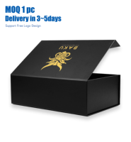 Nouvelle boîte pliante magnétique en papier avec logo personnalisé, MOQ 1 pièce, grand logo, emballage de luxe, boîte cadeau rigide en carton pliable