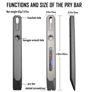 Fonction Porte-clés Outil de levier EDC Porte-clés Crowbar Titanium Pocket Tool Pry Bar With Timascus Inserts - Product Image 2