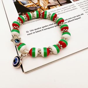 Bracelet élastique coloré de Noël, motif œil porte-bonheur et main de Fatma, bijoux religieux perlés, cadeau unisexe, styles 1 2 3 4 5 8 - Product Image 4