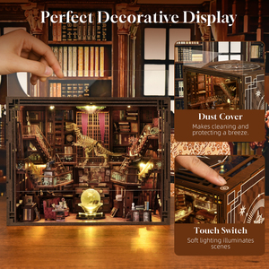 Minicity DIY handmade <span class=keywords><strong>3D</strong></span> câu đố bằng gỗ Beyond thư viện Max Dollhouse đồ chơi với bụi che cho món quà - Product Image 3