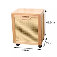 Panier à linge en bois de pin écologique pour la maison, avec roulettes, seau de rangement pour jouets en peluche, haute valeur esthétique, pour salle de bain