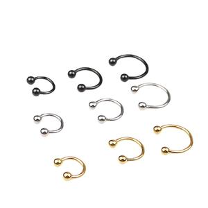 Stainless Steel C-Bar Ring Ear Cartilage <b>Stud</b> Lip <b>Nose</b> Nipple Piercing Jewelry Unisex U-Shaped Ball Design - Product Image 5