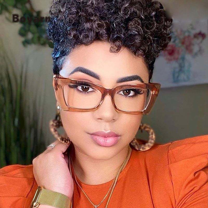 Boyarn-gafas cuadradas de estilo Ojo de gato para hombre y mujer, anteojos  con montura transparente, anti-blu-ray, estilo Vintage, con marco óptico