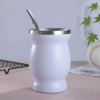 Ensemble de gourde à yerba maté de 8 oz, en acier inoxydable 304 à double paroi, avec paille bombilla et brosse de nettoyage