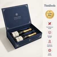 Boîte cadeau personnalisée à double bouteille de champagne avec fermeture magnétique, emballage rigide en papier pour deux bouteilles de vin mousseux, vente en gros