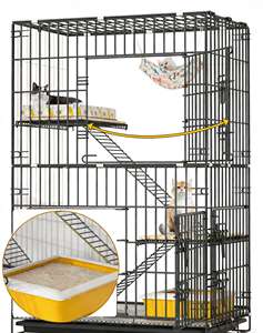 Cage pour chat, maison, intérieur, pliable, grande taille, double couche, triple couche, quadruple couche, matériau en fil, toutes saisons - Product Image 3