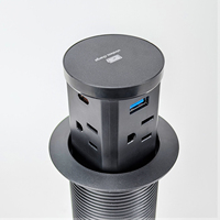 Enchufe de Mesa Inteligente para el Hogar, Material ABS, con Carga Rápida USB y Cargador Inalámbrico de 15W, Enchufe Emergente Neumático para Cocina