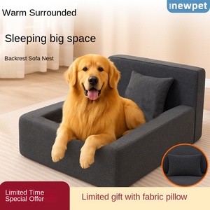 Abnehmbares Waschbares Umweltfreundliches Wasserdichtes Indoor-Haustierbett Katzen- und Hundebett mit Rückenlehne Rechteckiges Bett Solides Stoffnest Sommer Winter - Product Image 5