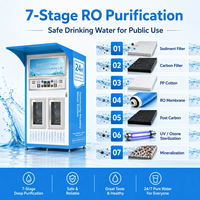 Kiosque commercial extérieur de distribution d'eau RO avec deux compartiments de remplissage de bouteilles pour l'alimentation en eau potable des communautés