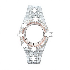 Montre de luxe unisexe NYC DIAMOND EMPIRE en acier inoxydable, cadran en verre, analogique, mécanique, 41 mm, carrée, ronde, avec bouton poussoir et fermoir caché - Product Image 1