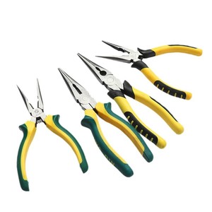 Alicates de Punta Fina de Acero al Carbono con Hoja Parcialmente Dentada, Grado Industrial, Mango Amarillo, Cortadores de Alambre - Product Image 2