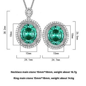 Ensemble de bijoux vintage tendance en cuivre écologique avec pendentif ovale en zircone cubique noir et gris 15*18mm pour femme - Product Image 6