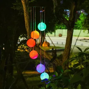 Color Changing LED Solar Wind Chimes Solar Outdoor Mobile Chandelier For Porch Deck Garden Ambient Light