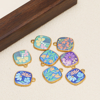 Pendentifs mignons en acier inoxydable émaillé, breloques rondes, carrées et en forme de fleur de 18 mm pour la fabrication de bijoux, boucles d'oreilles et colliers DIY