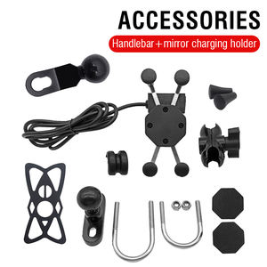 <span class=keywords><strong>Support</strong></span> de téléphone portable pour <span class=keywords><strong>moto</strong></span> en alliage d'aluminium ABS avec câble USB et charge USB, fixation sur guidon ou rétroviseur - Product Image 6