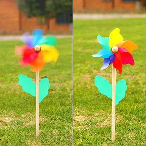Colorful Pinwheels Kids Rainbow <strong>Wood</strong> Wand Plastic <strong>Windmill</strong> in the Soil Toys for Outdoor <strong>Garden</strong> Decoration - Product Image 6