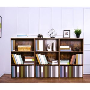 Tủ sách màu nâu mộc mạc, kệ lưu trữ 3 tầng, Tủ lưu trữ cho sách trang trí ảnh trong phòng khách phòng ngủ thư viện văn phòng - Product Image 5