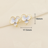 Boucles d'oreilles à clip en émail motif fleur de primrose, plaqué or nacré, hypoallergéniques, sans douleur, anti-ternissement, vente en gros pour mariages 2026