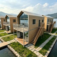 Villa modulaire préfabriquée de luxe, portable, imperméable, avec structure en acier et grandes fenêtres en verre