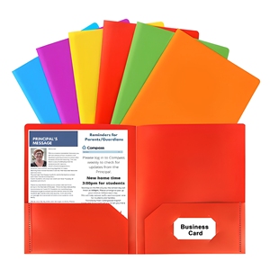 Porte-documents A4 en PP à deux poches, dossier en plastique robuste avec emplacement pour cartes de visite, pour organiser les papiers du bureau ou de l'école - Product Image 1
