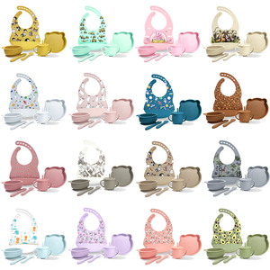 Set de Comedor para Bebés, Vajilla Infantil, Kit de Destete, Plato con Succión, Baberos Estampados, Cuchara y Tenedor de Grado Alimenticio - Product Image 5