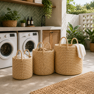 Panier à linge en rotin tressé, couleur personnalisable, durable, léger, style minimaliste, grande capacité, bacs de rangement domestiques pour - Product Image 6