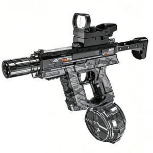 Pistolet à eau électrique automatique de style UZI, lanceur haute vitesse avec chargeur à tambour de grande capacité, blaster à lumière laser pour garçons - Product Image 1