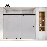 Porte de douche coulissante sur mesure Mars Villa Chili 8 mm blanche, largeur réglable 130-140 x 190 cm, noire Ravella