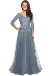 Appliques in pizzo da donna manica 3/4 abiti da sposa lunghi con scollo a V da <span class=keywords><strong>sera</strong></span> in Tulle con tasche per gli ospiti abiti da <span class=keywords><strong>madre</strong></span> - Product Image 4