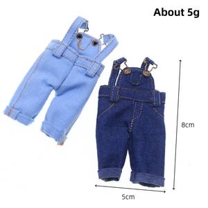 인형의 집 미니 DIY 장난감 데님 바지 BJD 강아지 봉제 인형 옷 결합 바디 멜빵 바지 - Product Image 4