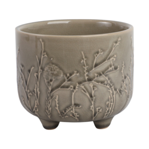 Vaso rotondo in gres goffrato per piante da interno e decorazioni per la casa, ideale per esporre su scaffali e patii - Product Image 4