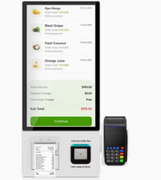 Kiosque de commande en libre-service 21,5/32 pouces avec terminal de paiement pour restaurant, lecteur de codes-barres et prise en charge SDK, sur pied