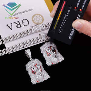 เพชรโมอิสซาไนต์ VVS ชุบทอง เงินแท้ 925 ตัวเรือนแบบกรงเล็บ สไตล์ฮิปฮอป พร้อมใบรับรอง GRA เครื่องประดับสำหรับทุกเพศ จี้พระเยซูแบบสั่งทำ - Product Image 6