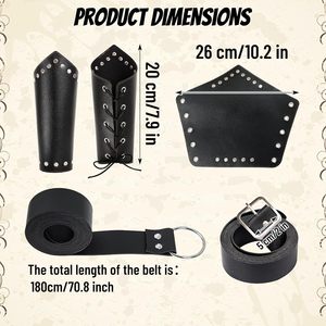 Disfraz de Caballero Medieval para Hombre, Túnica de Poliéster con Imitación de Cota de Malla, Brazalete, Cinturón, Kit de Cosplay Vikingo, Renegado, Templario, Cruzado - Product Image 5